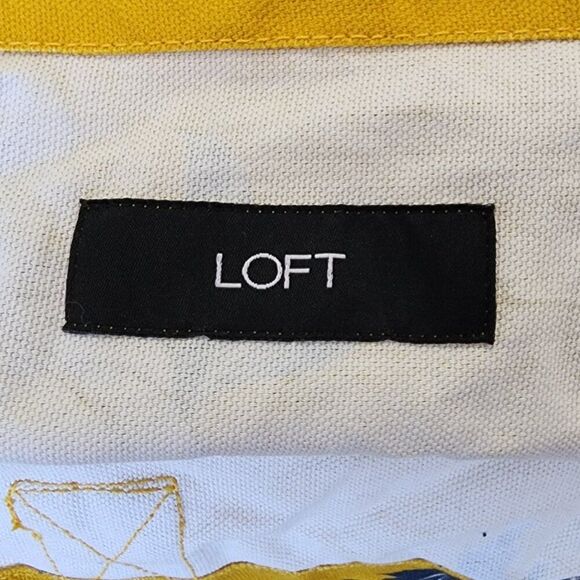 Ann Taylor Loft Floral Print Cotton Canvas Tote Bag Yellow - Picture 5 of 5